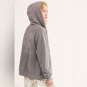 NWT Free People x Parks Project California Parks Zip-Up Hoodie in Charcoal - S
